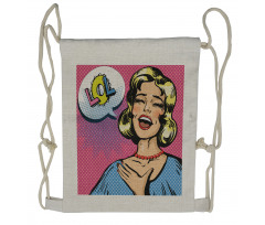 Laughing Woman with Closed Eyes Drawstring Backpack