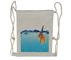 Small Fish with Shark Fin Drawstring Backpack