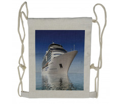 White Ship on the Water Drawstring Backpack