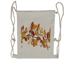 Autumn Oak Leaves and Acorns Drawstring Backpack