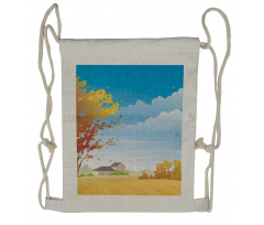 Autumn Fields Tree Farmhouse Drawstring Backpack