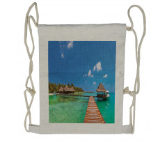 Maldives Island Jetty Drawstring Backpack