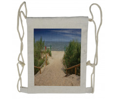 Sandy Peaceful Shore Drawstring Backpack