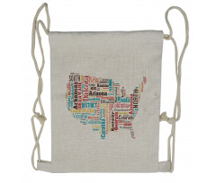 Map Cities Towns Names Drawstring Backpack