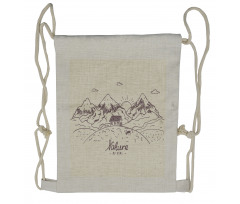 Doodle Mountain Deer House Drawstring Backpack