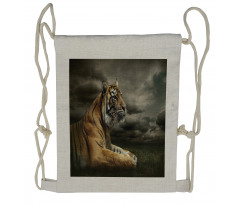 Jungle African Cat Clouds Drawstring Backpack