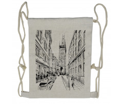 Prague City Sketch Drawstring Backpack