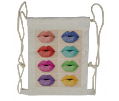 Several Color Lips Palette Drawstring Backpack