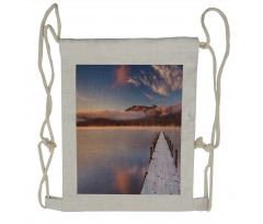 Japanese Lake Autumn Sunrise Drawstring Backpack