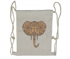 Floral Elephant Head Front Drawstring Backpack