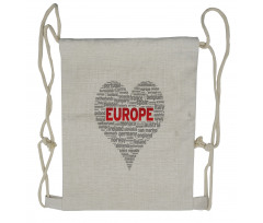 European Country Names Heart Drawstring Backpack