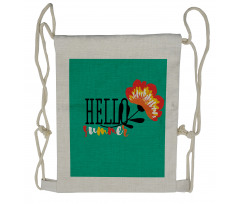 Floral Hello Summer Text Drawstring Backpack