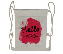 Hello World Calligraphy Art Drawstring Backpack