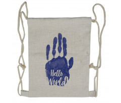 Hello World Color Hand Print Drawstring Backpack