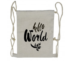 Brush Lettering Hello World Drawstring Backpack