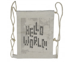 Abstract Striped Hello World Drawstring Backpack