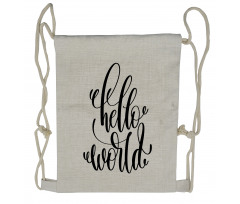 Hand Written Hello World Art Drawstring Backpack