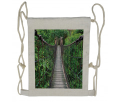 Rope Bridge in a Rainforest Drawstring Backpack