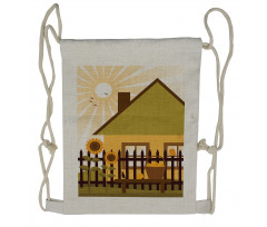 Cartoon House with Garden Drawstring Backpack