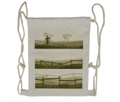 Farm Fields Scarecrow Grass Drawstring Backpack