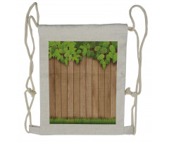 Leafy Tree Branch Grass Fence Drawstring Backpack