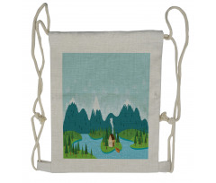 Rural Home Mountains Drawstring Backpack