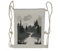 Greyscale Landscape Drawstring Backpack