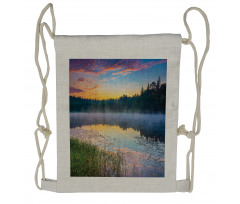 Foggy Sunset on Lake Drawstring Backpack