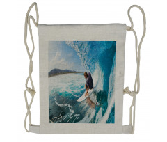 Coastal Surfing on Waves Drawstring Backpack