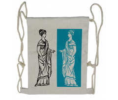 Greek Woman with Long Tunic Drawstring Backpack