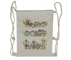 Vintage Pots Set and Jugs Drawstring Backpack