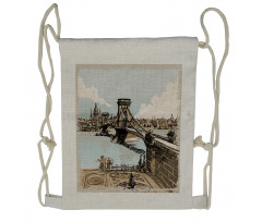 Vintage Sketch Budapest Drawstring Backpack