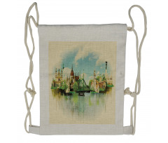 Watercolor Old Budapest Drawstring Backpack