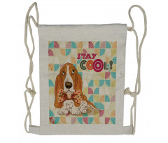 Basset Hound Dog with Bow Drawstring Backpack