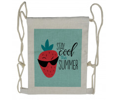 Funny Strawberry Summer Drawstring Backpack