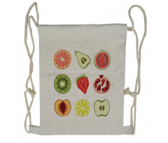 Kiwi Strawberry Apple Peach Drawstring Backpack