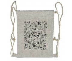 Doodle Camera Film Poeple Drawstring Backpack