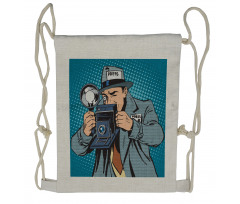 Comic Photographer Man Drawstring Backpack