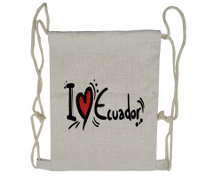 I Heart Ecuador Typography Drawstring Backpack