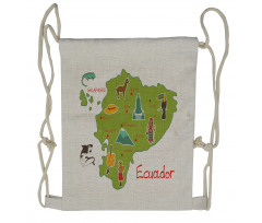 Infographic Map Landmarks Drawstring Backpack