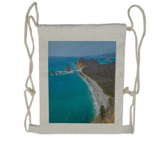 Los Frailes Beach Panoramic Drawstring Backpack