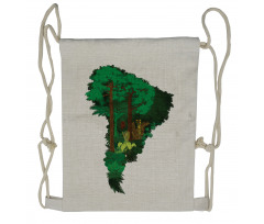 Botanic Continent Map Drawstring Backpack