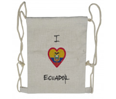 I Love Ecuador Heart Flag Drawstring Backpack