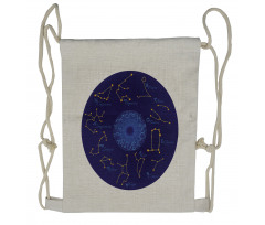 Round Shape Astrology Map Drawstring Backpack