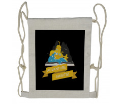 Adventure Awaits Book Drawstring Backpack