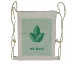 Fresh Mint Leaves Calligraphy Drawstring Backpack