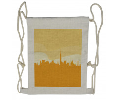 Panoramic Silhouette Cityscape Drawstring Backpack