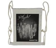 New York Manhattan Skyscrapers Drawstring Backpack