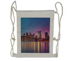 Manhattan Vivid Dusk Skyline Drawstring Backpack