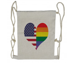 Heart with Old Glory Rainbow Drawstring Backpack